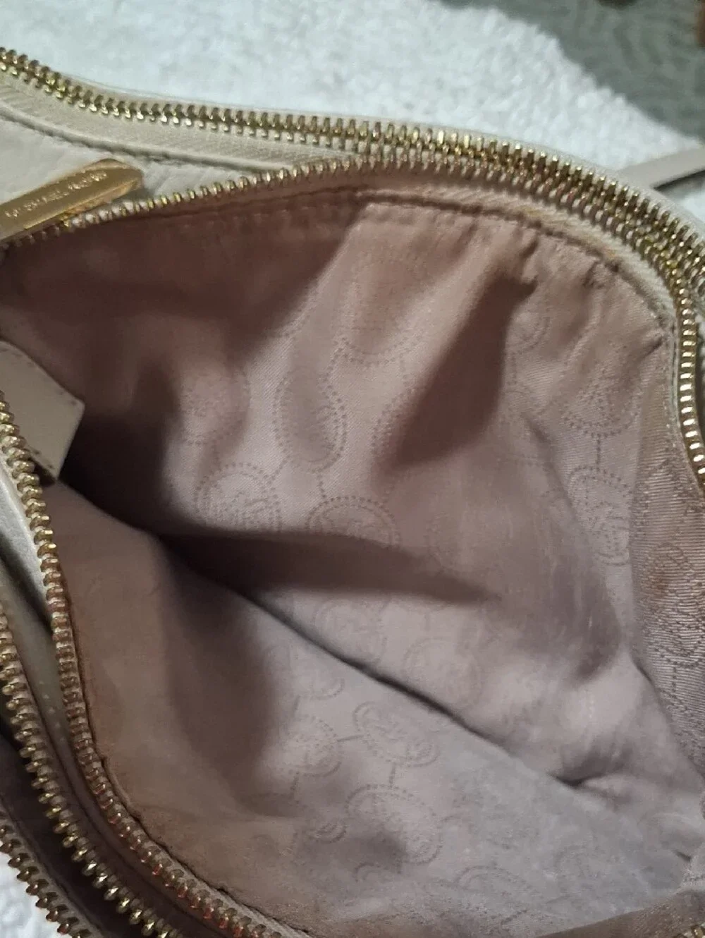 Michael Kors Beige Pebbled Leather Crossbody with Gold Hardware